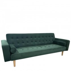 Καναπές Κρεβάτι Τριθέσιος ArteLibre AUBREY Πράσινο Ύφασμα 224x88x84cm