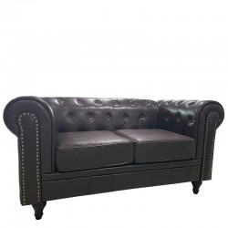 Καναπές Διθέσιος ArteLibre AVERY Σκούρο Καφέ PU 155x90x73cm