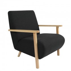 Πολυθρόνα ArteLibre GREVILLEA Μαύρο/Φυσικό Ύφασμα/Ξύλο 82x70.5x85cm