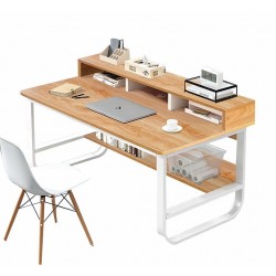 Γραφείο ArteLibre ALECTORIS Καφέ/Λευκό MDF/Μέταλλο 100x60x73cm