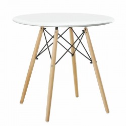 Τραπέζι ArteLibre RAPTOR Λευκό MDF/Ξύλο Φ80x74cm