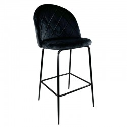 Σκαμπό Bar ArteLibre UNDERHILL Μαύρο Βελούδο/Μέταλλο 45x53x107cm