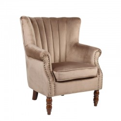 Πολυθρόνα ArteLibre FINN Καφέ Βελούδο/Ξύλο 72x76x78/44cm