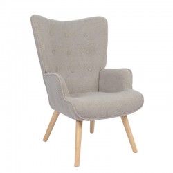 Πολυθρόνα ArteLibre MARION Γκρι Ύφασμα Μπουκλέ/Ξύλο 73x69x96cm