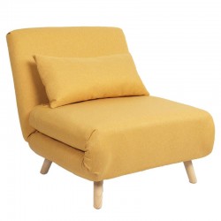 Πολυθρόνα Κρεβάτι ArteLibre VERA Κίτρινο Ύφασμα/Ξύλο 79x80x89cm