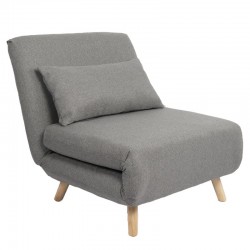 Πολυθρόνα Κρεβάτι ArteLibre VERA Γκρι Ανοιχτό Ύφασμα/Ξύλο 79x80x89cm
