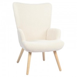 Πολυθρόνα ArteLibre LIRA Κρεμ Ύφασμα Κοτλέ/Ξύλο 94.5x64x70.5cm