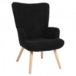 Πολυθρόνα ArteLibre LIRA Μαύρο Ύφασμα Κοτλέ/Ξύλο 94.5x64x70.5cm
