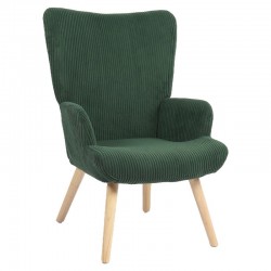 Πολυθρόνα ArteLibre LIRA Πράσινο Ύφασμα Κοτλέ/Ξύλο 94.5x64x70.5cm