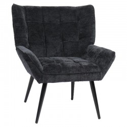 Πολυθρόνα ArteLibre TIVA Μαύρο Ύφασμα Σενίλ/Μέταλλο 84x78x77cm