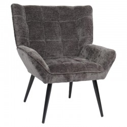 Πολυθρόνα ArteLibre TIVA Γκρι Σκούρο Ύφασμα Σενίλ/Μέταλλο 84x78x77cm