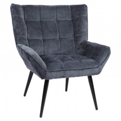 Πολυθρόνα ArteLibre TIVA Μπλε Ύφασμα Σενίλ/Μέταλλο 84x78x77cm