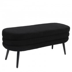 Παγκάκι Ottoman ArteLibre TONDO Μαύρο Ύφασμα Teddy/Μέταλλο 42x112x44cm