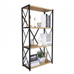 Βιβλιοθήκη ArteLibre IKE Δρυς/Μαύρο Μοριοσανίδα/Μέταλλο 70x34x114.5cm