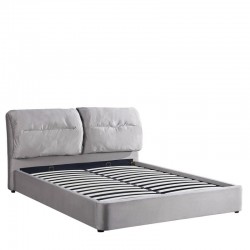 Κρεβάτι Διπλό ArteLibre ACAENA Γκρι Βελούδο 224x182.5x97cm (Στρώμα 160x200cm)