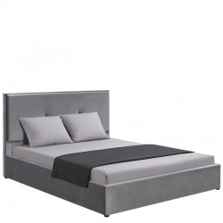 Κρεβάτι Υπέρδιπλο ArteLibre YUMA Γκρι Ύφασμα 214x1170x10cm (Στρώμα 160x200cm)