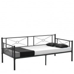 Καναπές Κρεβάτι ArteLibre CIMARRON Μαύρο Μέταλλο 197.5x96x75cm (Στρώμα 90x190cm)