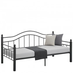 Καναπές Κρεβάτι ArteLibre PECOS Μαύρο Μέταλλο 200x98x99cm (Στρώμα 90x190cm)