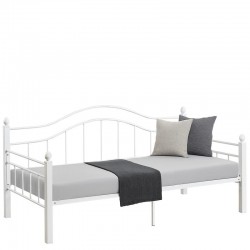 Καναπές Κρεβάτι ArteLibre PECOS Λευκό Μέταλλο 200x98x99cm (Στρώμα 90x190cm)