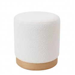 Σκαμπό ArteLibre KENTUCK Με Ξύλινη Βάση Λευκό Ύφασμα Μπουκλέ 38x38x40cm