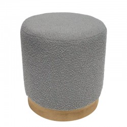 Σκαμπό ArteLibre KENTUCK Με Ξύλινη Βάση Γκρι Ύφασμα Μπουκλέ 38x38x40cm
