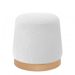 Σκαμπό ArteLibre PRIMULA Με Ξύλινη Βάση Λευκό Ύφασμα Teddy 38x38x41cm
