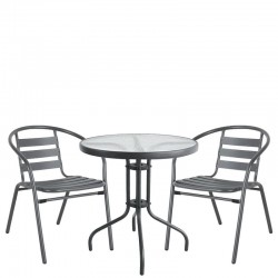 Σετ Τραπεζαρία Κήπου ArteLibre EARTH Γκρι Μέταλλο/Γυαλί Με 2 Πολυθρόνες 14990483