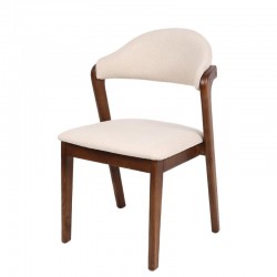 Καρέκλα Τραπεζαρίας ArteLibre ISMENE Μπεζ/Καρυδί Ξύλο/Ύφασμα 52.5x56x83cm