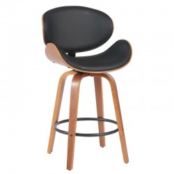 Σκαμπό Bar ArteLibre LYRIAN Μαύρο/Καφέ Ξύλο/PU 52x55x107cm