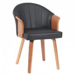 Καρέκλα Τραπεζαρίας ArteLibre CASSIAN Μαύρο/Καφέ Ξύλο/PU 55x58x78cm