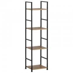 Ραφιέρα ArteLibre DARROW Με 4 Ράφια Δρυς/Μαύρο Μοριοσανίδα/Μέταλλο 29.1x23.5x112cm