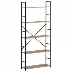 Ραφιέρα ArteLibre DARROW Με 5 Ράφια Δρυς/Μαύρο Μοριοσανίδα/Μέταλλο 58.6x23.5x144cm