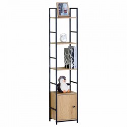 Ραφιέρα ArteLibre ELRIDGE Με Ντουλάπι Δρυς/Μαύρο Μοριοσανίδα/Μέταλλο 29.1x23.5x144cm