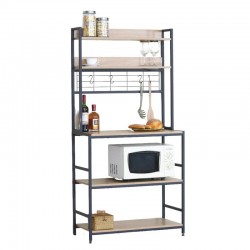 Ραφιέρα Κουζίνας ArteLibre INVERMERE Δρυς/Μαύρο Μοριοσανίδα/Μέταλλο 80x40x170cm