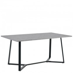 Τραπέζι Τραπεζαρίας ArteLibre DUNSMERE Γκρι Μάρμαρο/Μαύρο Μέταλλο/Μοριοσανίδα 160x90x75cm
