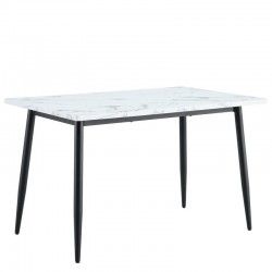 Τραπέζι Τραπεζαρίας ArteLibre IRWELL Λευκό Μάρμαρο/Μαύρο Μέταλλο/Μοριοσανίδα 120x80x75cm