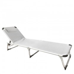 Ξαπλώστρα Παραλίας ArteLibre RENOA Λευκό/Ασημί Αλουμίνιο/Textilene 188x58x28/80cm
