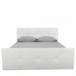 Κρεβάτι ArteLibre ANEMONE Λευκό PU Με Αποθηκευτικό Χώρο 217.5x170.5x100cm (Στρώμα 160x200cm)
