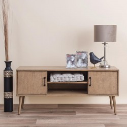 ΕΠΙΠΛΟ ΤΗΛΕΟΡΑΣΗΣ Fylliana ΜΕ 2 ΠΟΡΤΑΚΙΑ + 2 ΡΑΦΙΑ ΓΚΡΙ SAHARA 120x40x51εκ JOF