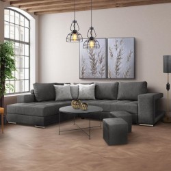 ΚΑΝΑΠΕΣ ΑΡΙΣΤΕΡΗ ΓΩΝΙΑ Fylliana New Karina ΓΚΡΙ ΧΡΩΜΑ ΜΕ ΑΝ. ΓΚΡΙ ΔΙΑΚΟΣΜΗΤΙΚΑ ΜΑΞΙΛΑΡΙΑ ΚΑΙ ΣΚΑΜΠΟ 278x218x85εκ