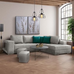 ΚΑΝΑΠΕΣ ΔΕΞΙΑ ΓΩΝΙΑ Fylliana New Karina ΜΠΕΖ ΧΡΩΜΑ ΜΕ ΠΕΤΡΟΛ ΔΙΑΚΟΣΜΗΤΙΚΑ ΜΑΞΙΛΑΡΙΑ ΚΑΙ ΣΚΑΜΠΟ 278x218x85εκ