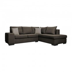 ΚΑΝΑΠΕΣ ΓΩΝΙΑ ΔΕΞΙΑ Fylliana New Toulouse TAUPE ΥΦΑΣΜΑ ΜΕ MOCCA ΜΑΞΙΛΑΡΙΑ 260x205x93εκ