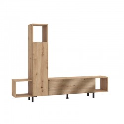 ΚΕΝΤΡΟ ΨΥΧΑΓΩΓΙΑΣ-ΣΥΝΘΕΣΗ ANDROS ARTISAN OAK-ARTISAN OAK ΜΕ ΜΑΥΡΕΣ ΓΡΑΜΜΕΣ 184x30x138εκ