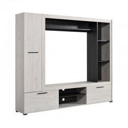 ΚΕΝΤΡΟ ΨΥΧΑΓΩΓΙΑΣ-ΣΥΝΘΕΣΗ LORCA ΛΕΥΚΟ OAK / ΜΑΥΡΟ 195x35x171εκ