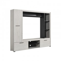 ΚΕΝΤΡΟ ΨΥΧΑΓΩΓΙΑΣ-ΣΥΝΘΕΣΗ LORCA WHITE OAK / ΜΑΥΡΟ 195.5x35x171.5εκ