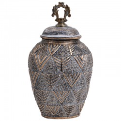 ΚΕΡΑΜΙΚΟ ΒΑΖΟ Fylliana 818684 ΓΚΡΙ-ΧΡΥΣΟ 20x17x34εκ