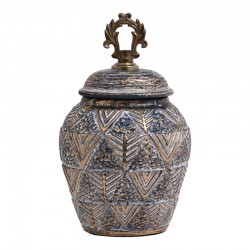 ΚΕΡΑΜΙΚΟ ΒΑΖΟ Fylliana 818685 ΓΚΡΙ-ΧΡΥΣΟ 18*12*28 sls