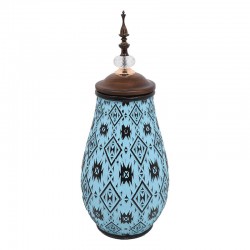 ΚΕΡΑΜΙΚΟ ΒΑΖΟ Fylliana 1942 ΜΠΛΕ ΜΕ ΚΑΦΕ ΚΑΠΑΚΙ 17x45εκ