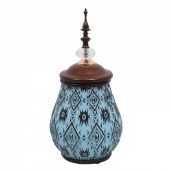 ΚΕΡΑΜΙΚΟ ΒΑΖΟ Fylliana 1944 ΜΠΛΕ ΜΕ ΚΑΦΕ ΚΑΠΑΚΙ 16x33εκ