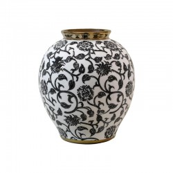 ΚΕΡΑΜΙΚΟ ΒΑΖΟ Fylliana FL22855 ΜΑΥΡΟ-ΛΕΥΚΟ-ΧΡΥΣΟ ΧΡΩΜΑ 18x21εκ